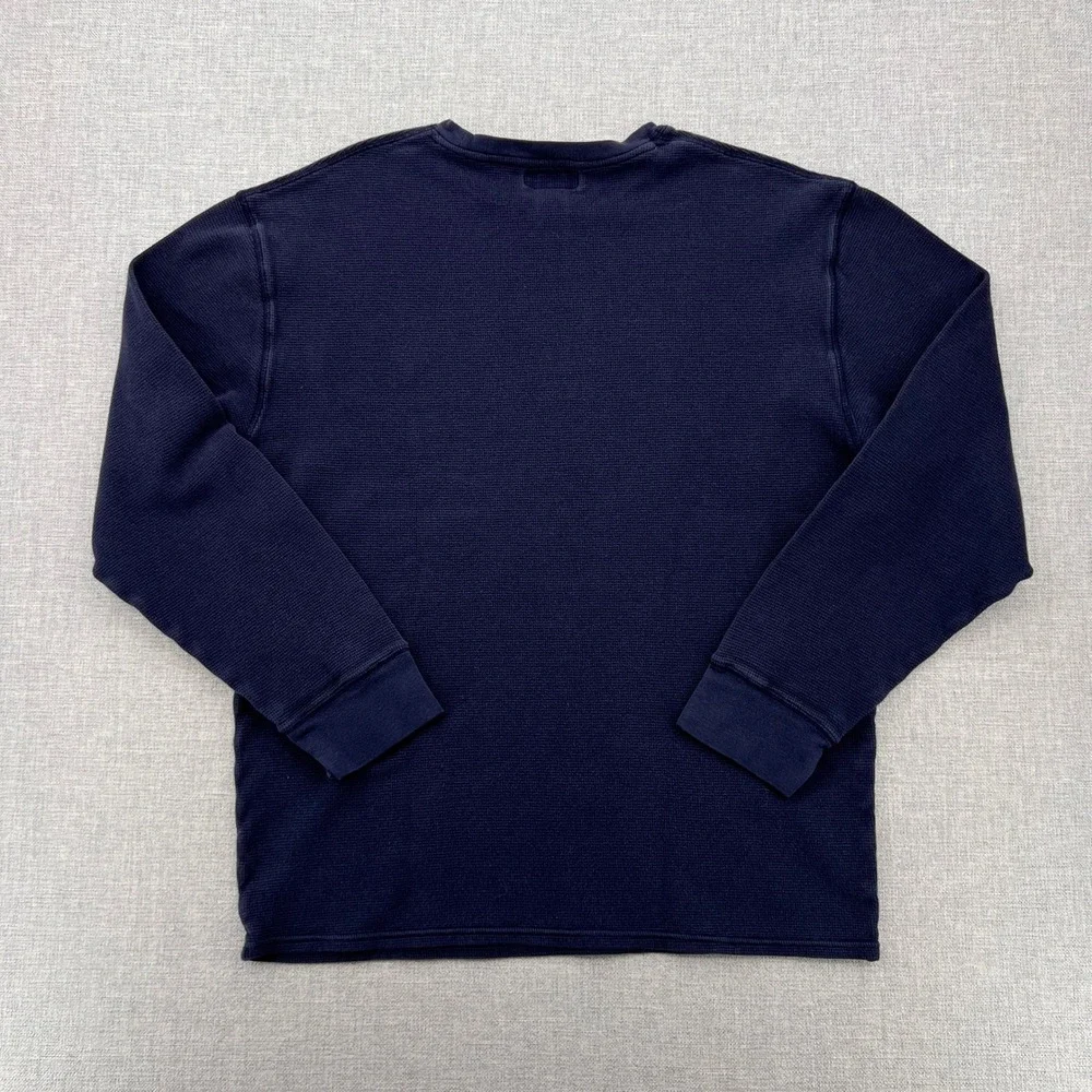 Polo Ralph Lauren Waffle Knit Thermal Crew Shirt Men XXL‎ Navy Preppy Layering